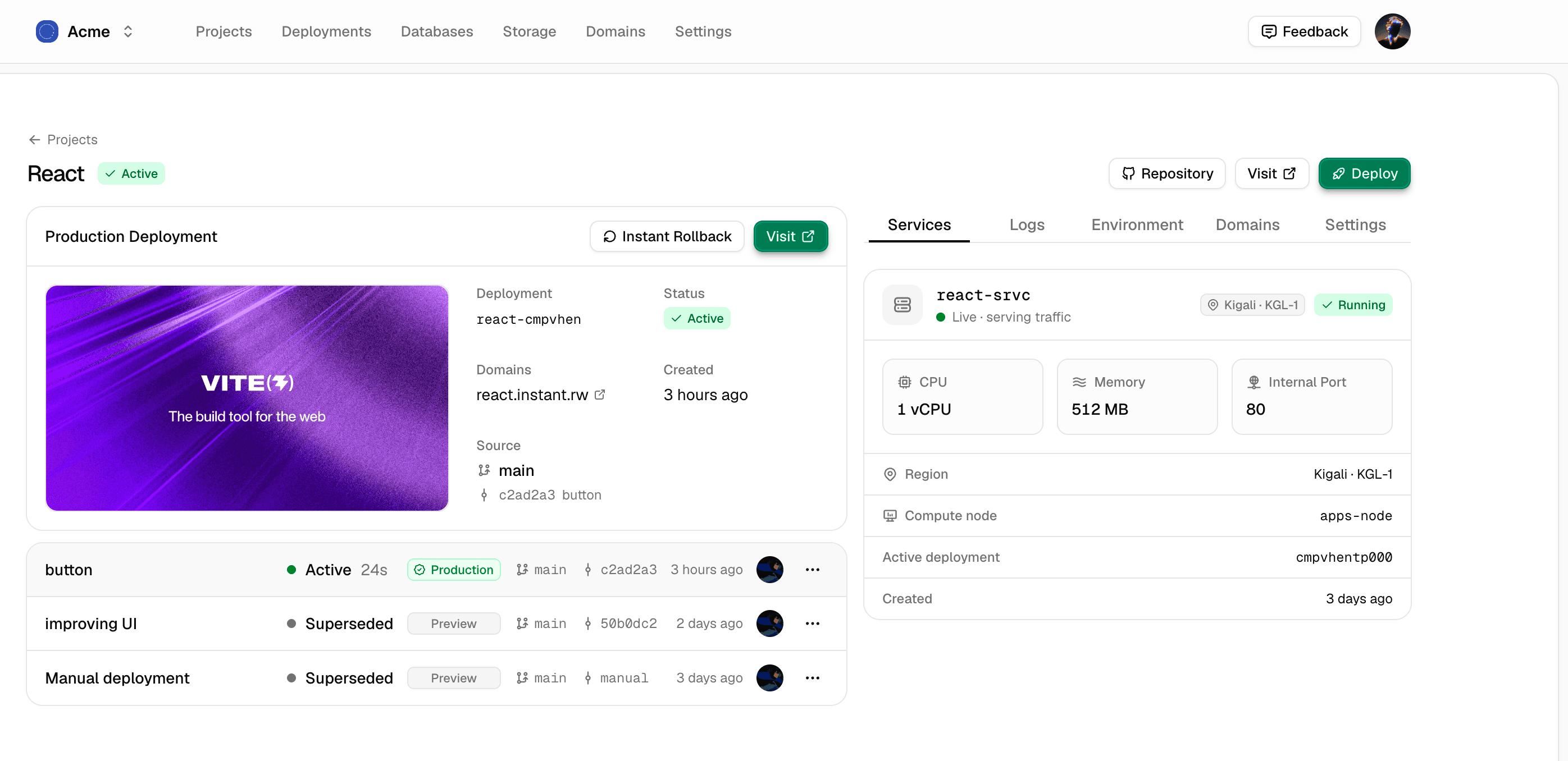 Instant dashboard preview